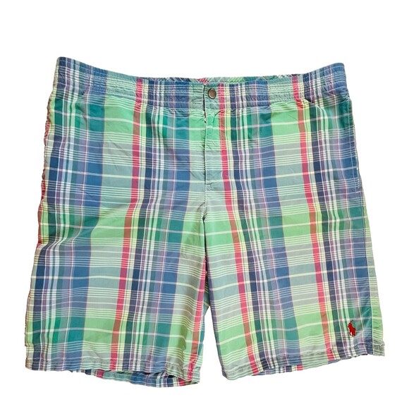 POLO Ralph Lauren Mens XXL Plaid Board Shorts Drawstring Mesh Lined Pockets - Picture 1 of 16